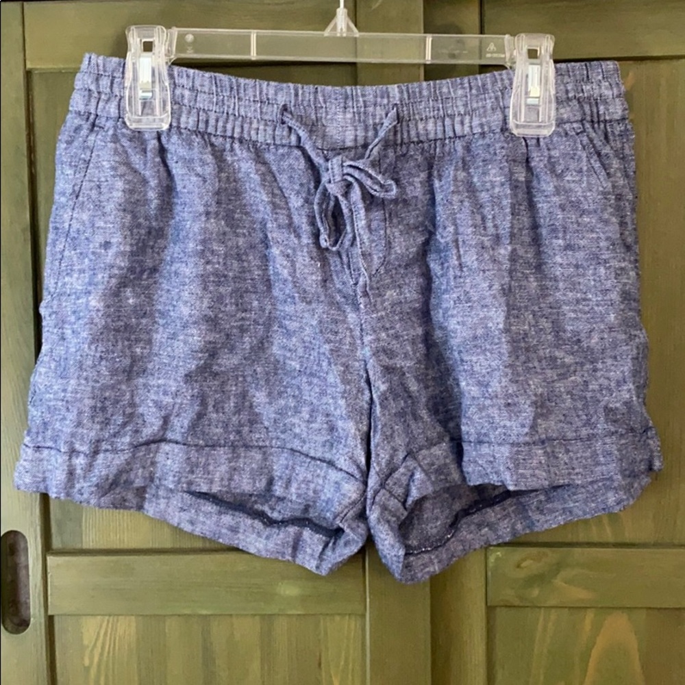 Blue linen shorts size M with pockets.  Worn twice